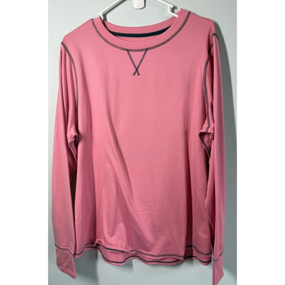 Cuddl Duds ClimateRight Womens Top 2X Pink Fleece Lined Thumbholes Layering Soft
